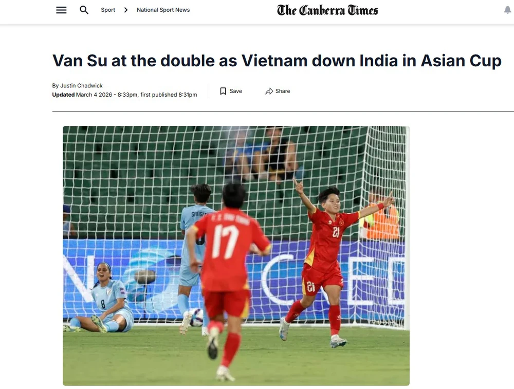 AFC và báo chí quốc tế khen ngợi ĐT Việt Nam về chiến thắng kịch tính ở vòng loại World Cup nữ - Ảnh 2.