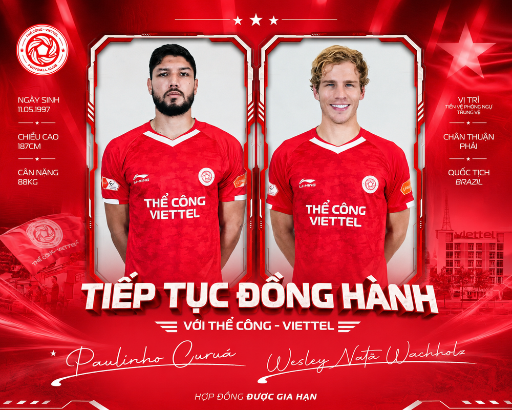 Thể Công Viettel gia hạn với Wesley Nata và Paulinho Martin - Ảnh 1. Thể Công Viettel gia hạn với Wesley Nata và Paulinho Martin - Ảnh 1.