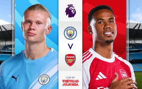 LIVE football Manchester City vs Arsenal at 22:30 tonight, Premier League Round 33