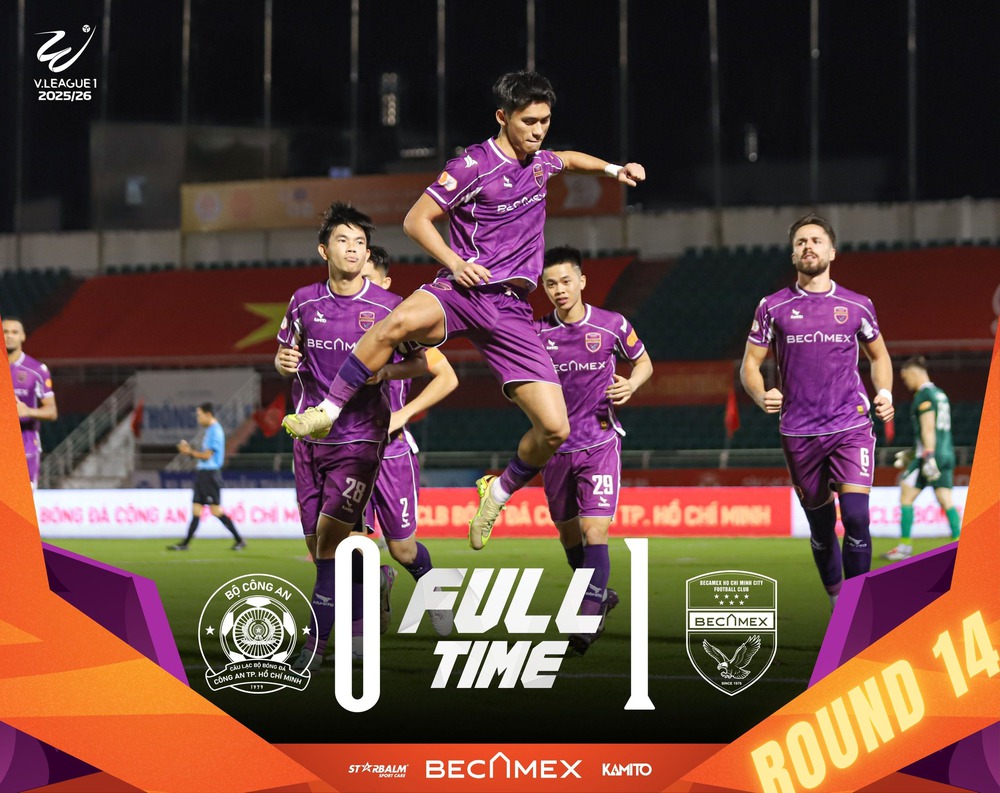 Becamex TP HCM đánh bại Công An TP HCM 1-0 trong trận derby thành phố