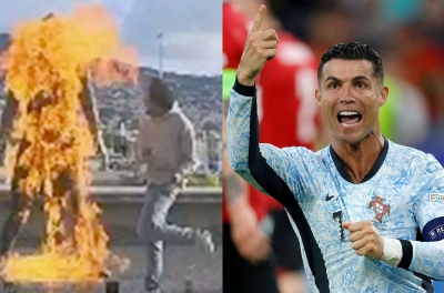Cristiano Ronaldo statue in Portugal set on fire