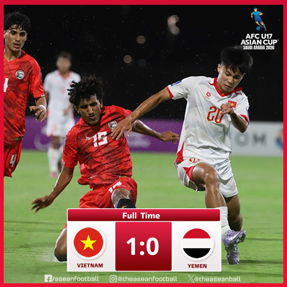 U17 Việt Nam đánh bại U17 Yemen 1-0, mở ra hi vọng dự World Cup U17