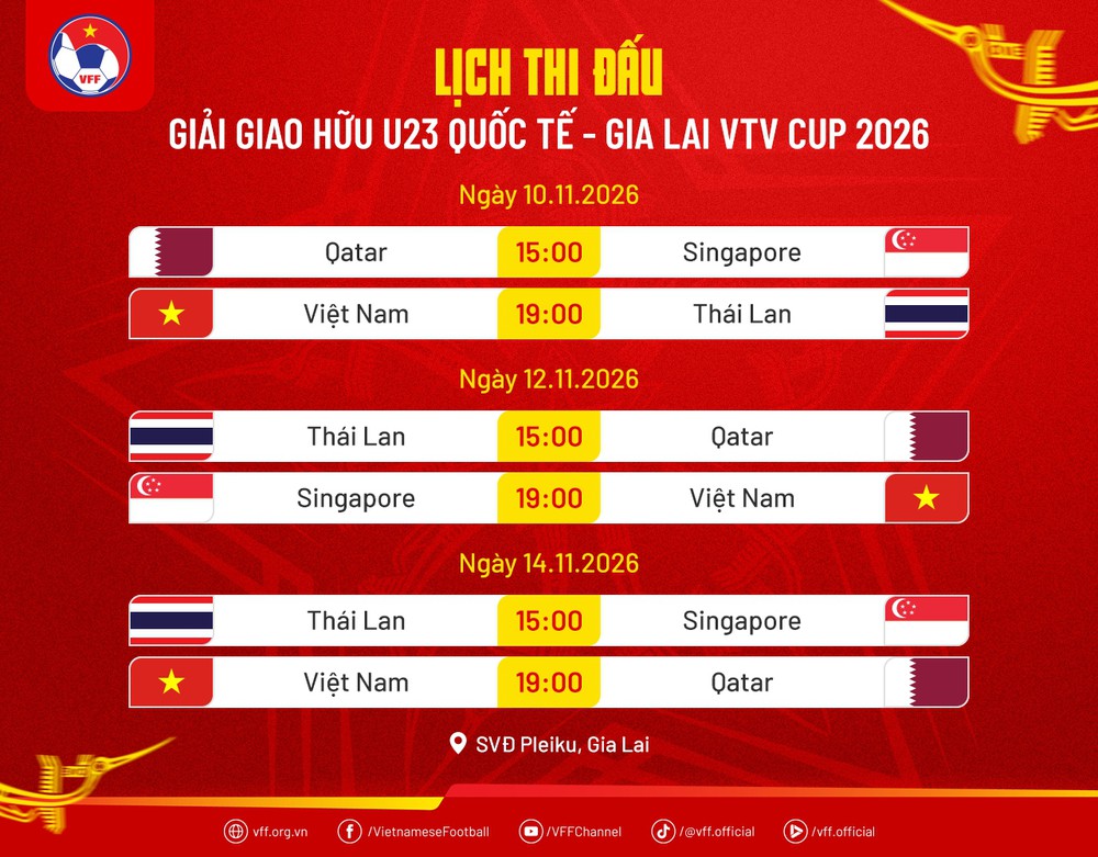 Lịch thi đấu giải U23 quốc tế-Gia Lai VTV Cup 2026 của U23 Việt Nam - Ảnh 1.