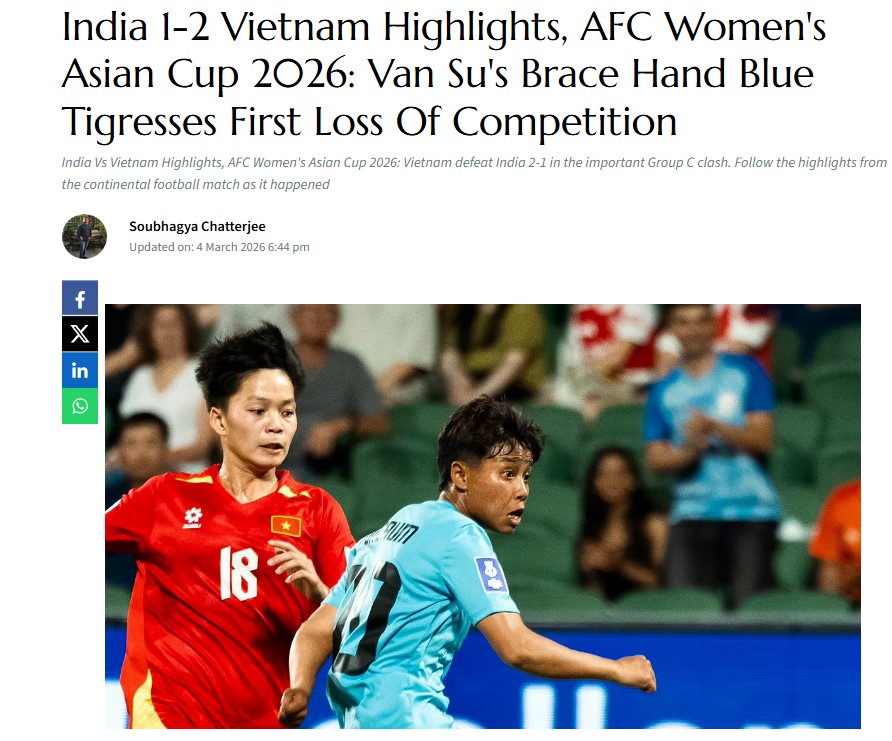 AFC và báo chí quốc tế khen ngợi ĐT Việt Nam về chiến thắng kịch tính ở vòng loại World Cup nữ - Ảnh 3.