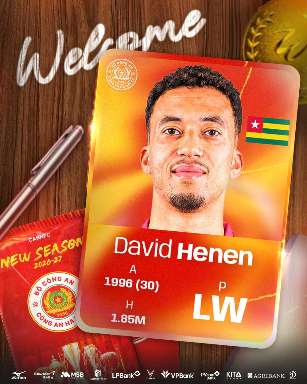 CLB CAHN tăng cường lực lượng với tiền đạo David Henen - Ảnh 1. CLB CAHN tăng cường lực lượng với tiền đạo David Henen - Ảnh 1.