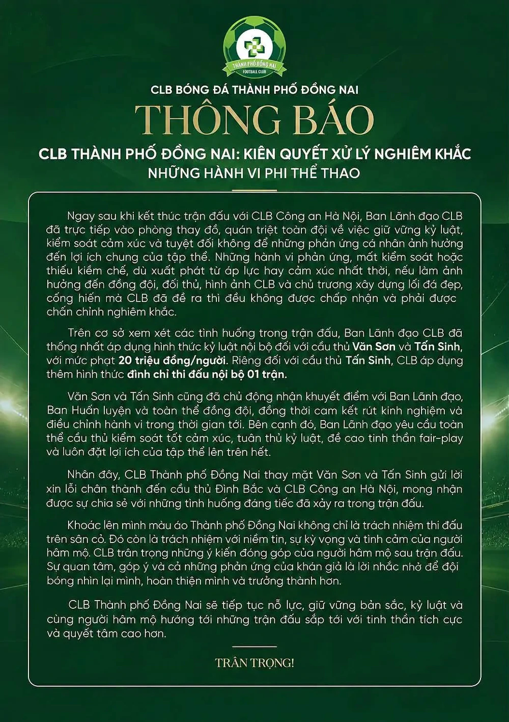 Tấn Sinh nhận án phạt nguội sau pha vào bóng với Đình Bắc - Ảnh 2. Tấn Sinh nhận án phạt nguội sau pha vào bóng với Đình Bắc - Ảnh 2.