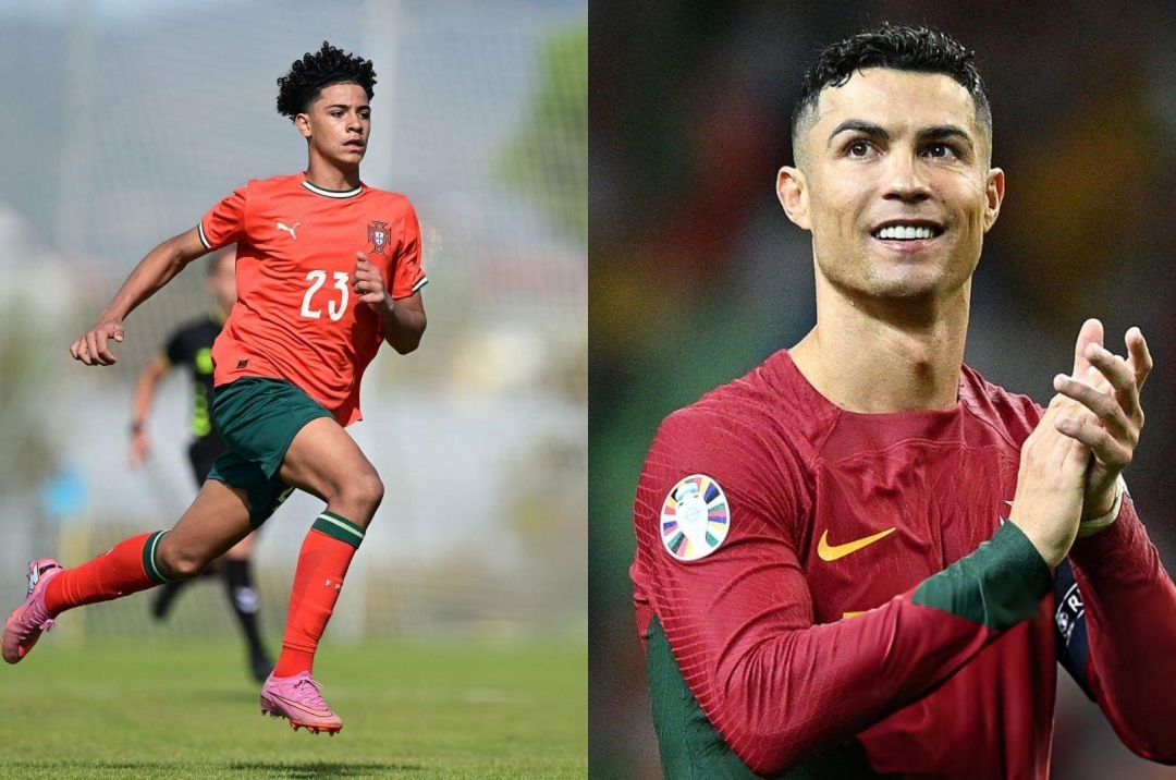 Ronaldo&#39;s son scores, leading Portugal to a commanding 3-0 victory