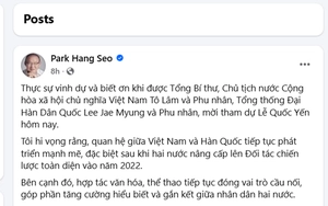 Coach Park Hang Seo proudly shares a special honor on his personal page.