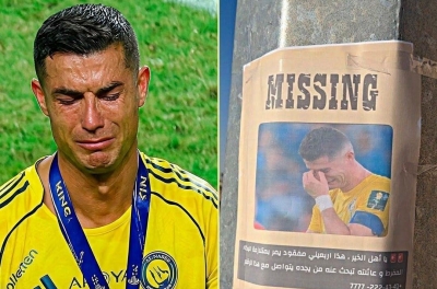 Ronaldo has been labeled as 'missing' on an electric pole in Saudi Arabia