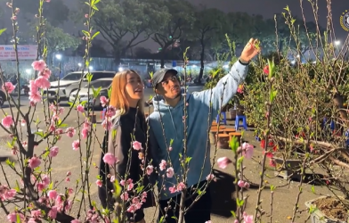 Đỗ Hoàng Hên buys peach blossoms and kumquats, planning a traditional Vietnamese Tet celebration