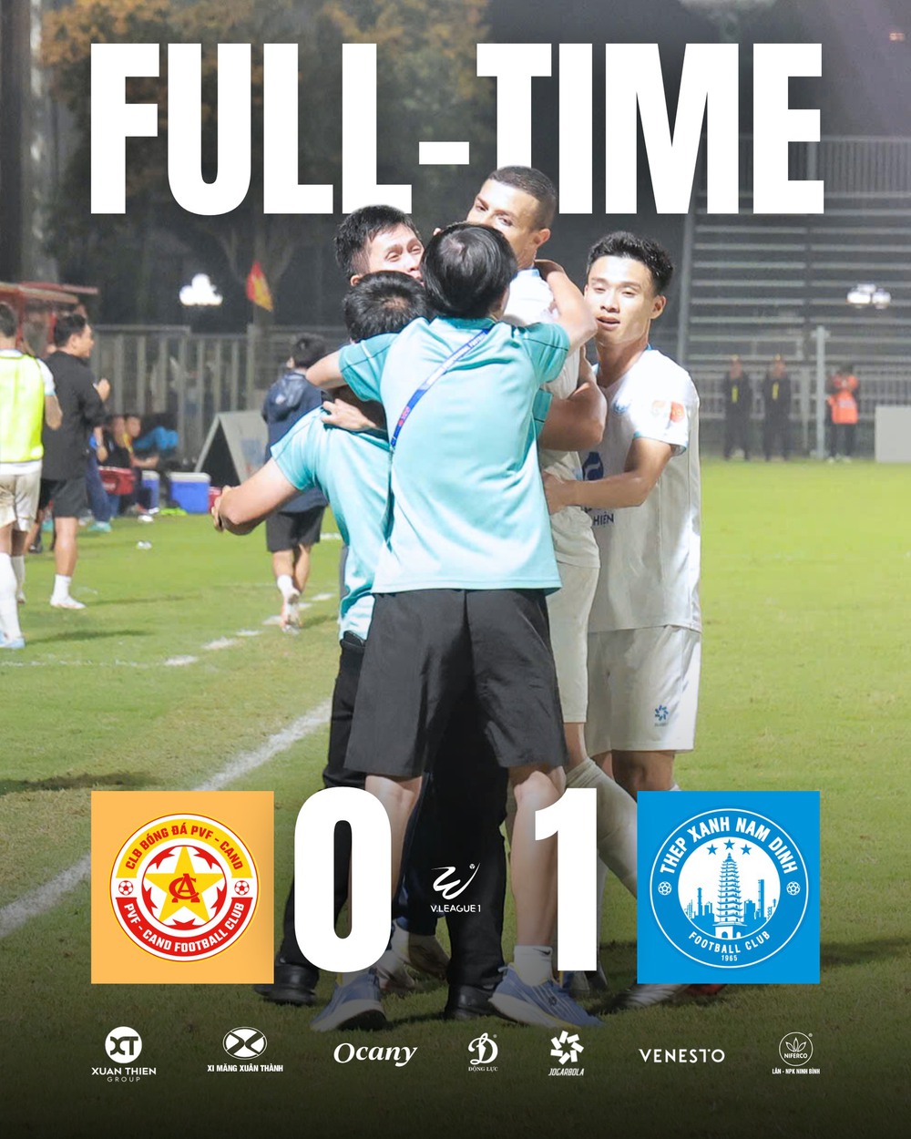 Thép Xanh Nam Định hạ chủ nhà PVF CAND 1-0 ở vòng 15 V-League Thép Xanh Nam Định hạ chủ nhà PVF CAND 1-0 ở vòng 15 V-League