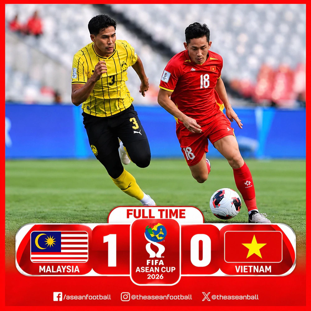 Tuyển Việt Nam thua Malaysia 0-1 trong trận tranh hạng 3 của FIFA ASEAN Cup 2026. Ảnh: ASEAN Football