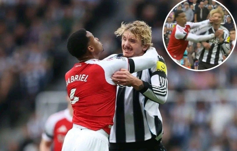 Arsenal defender narrowly avoids a red card after punching an opponent in the face