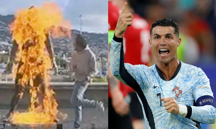 Tượng Cristiano Ronaldo ở Bồ Đào Nha bị đốt
