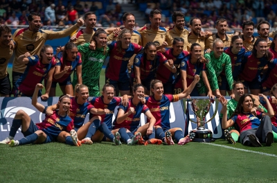 Barcelona wins the La Liga championship for the seventh consecutive time.