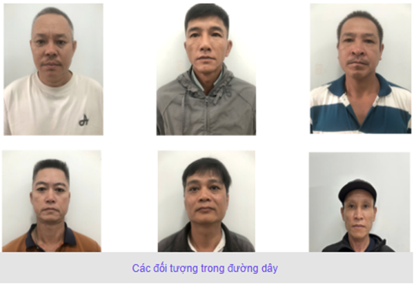 Các đối tượng trong đường dây. Ảnh: Công An Các đối tượng trong đường dây. Ảnh: Công An