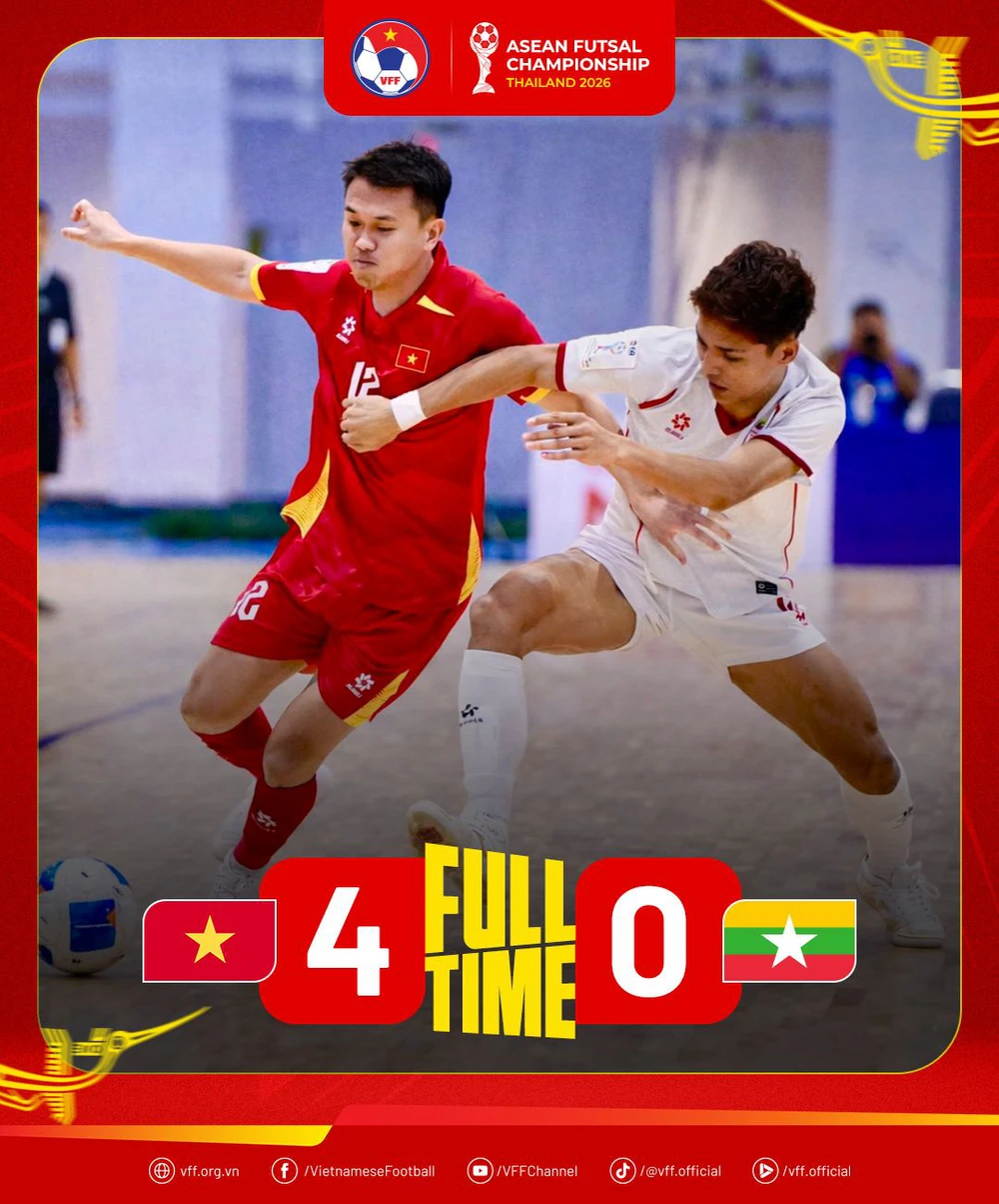 Giải futsal vô địch Đông Nam Á 2026, Việt Nam 4-0 Myanmar: Chiến thắng 4 sao - Ảnh 1.