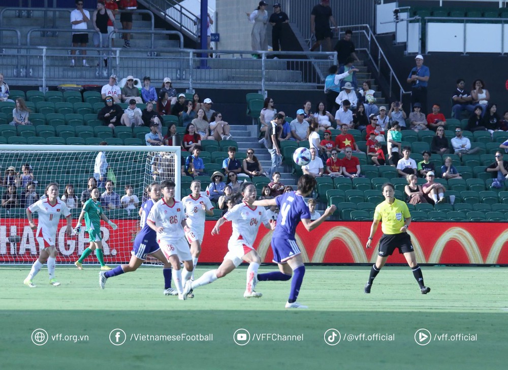 Thất bại nặng nề 0-4 trước Nhật Bản đã khép lại hành trình của đội tuyển bóng đá nữ Việt Nam tại VCK Asian Cup 2026. Ảnh: VFF