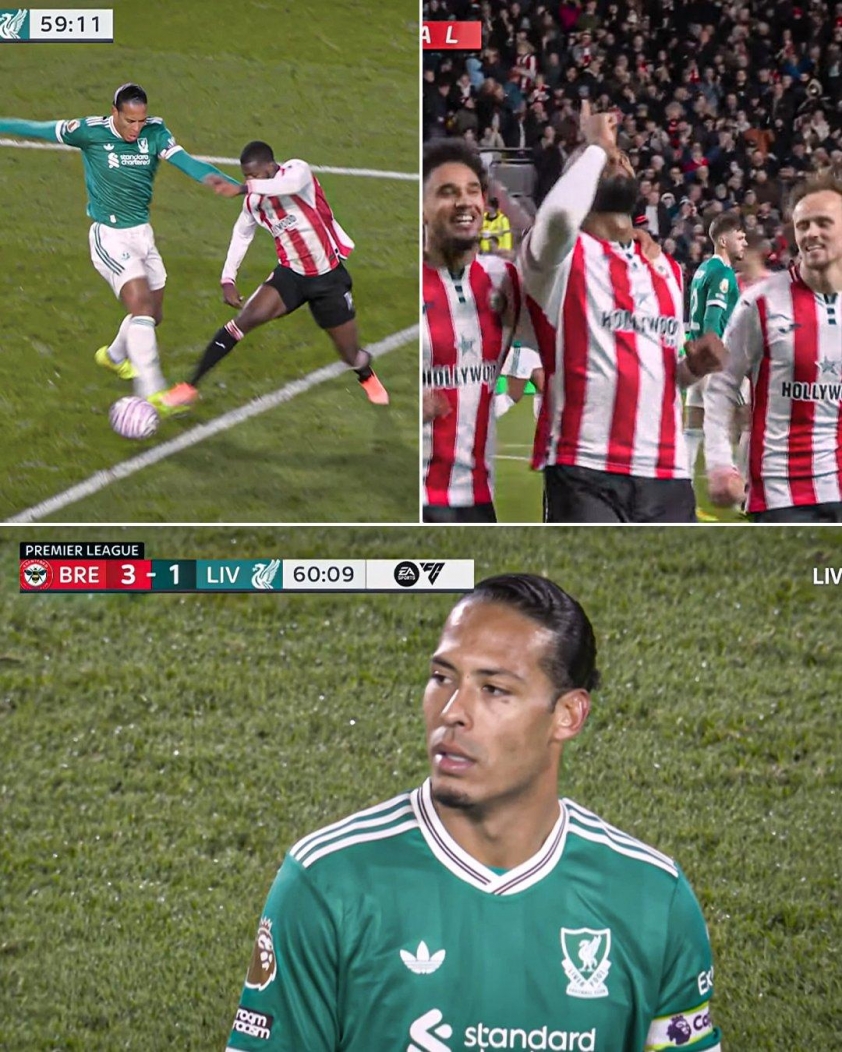 Van Dijk mắc sai lầm ở trận thua thứ 4 liên tiếp của Liverpool (Ảnh: ESPN).