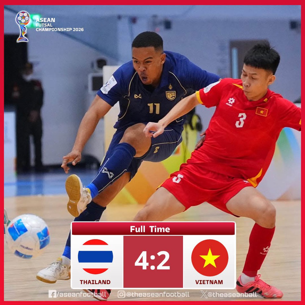 Lượt trận cuối bảng A Giải futsal vô địch Đông Nam Á 2026, Thái Lan - Việt Nam 4-2: Futsal Thái Lan chạm trán Indonesia ở bán kết - Ảnh 1. Lượt trận cuối bảng A Giải futsal vô địch Đông Nam Á 2026, Thái Lan - Việt Nam 4-2: Futsal Thái Lan chạm trán Indonesia ở bán kết - Ảnh 1.