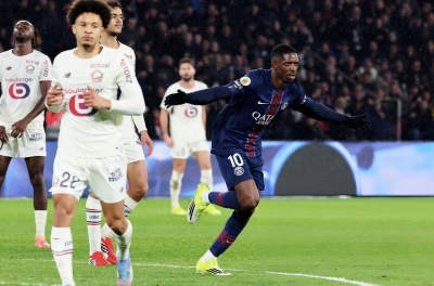 Dembele scored twice as PSG defeated Lille to take the top spot in Ligue 1