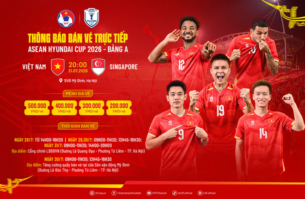 Bán vé trực tiếp trận đấu Việt Nam-Singapore (ASEAN Cup 2026) - Ảnh 1.