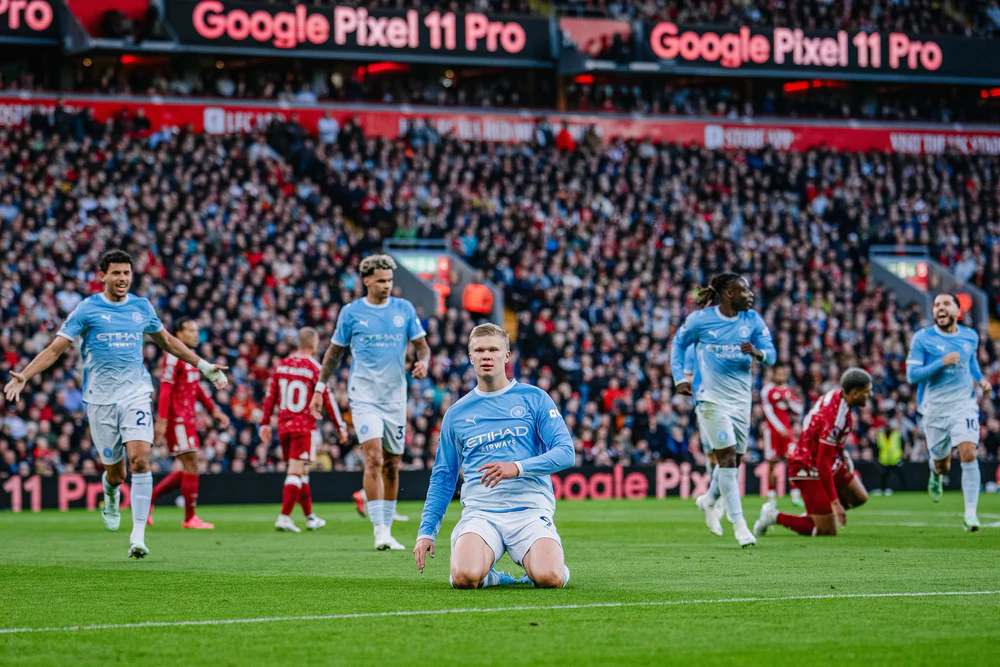 Haaland ăn mừng bàn thắng mở tỷ số trong trận thắng Liverpool 3-0 ở vòng 6 Ngoại hạng Anh. Ảnh: CLB Man City Haaland ăn mừng bàn thắng mở tỷ số trong trận thắng Liverpool 3-0 ở vòng 6 Ngoại hạng Anh. Ảnh: CLB Man City
