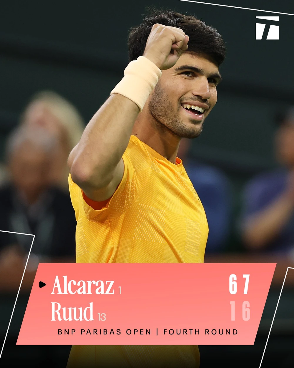 Carlos Alcaraz thắng thuyết phục Casper Ruud, lập cột mốc lịch sử tại Indian Wells - Ảnh 1.