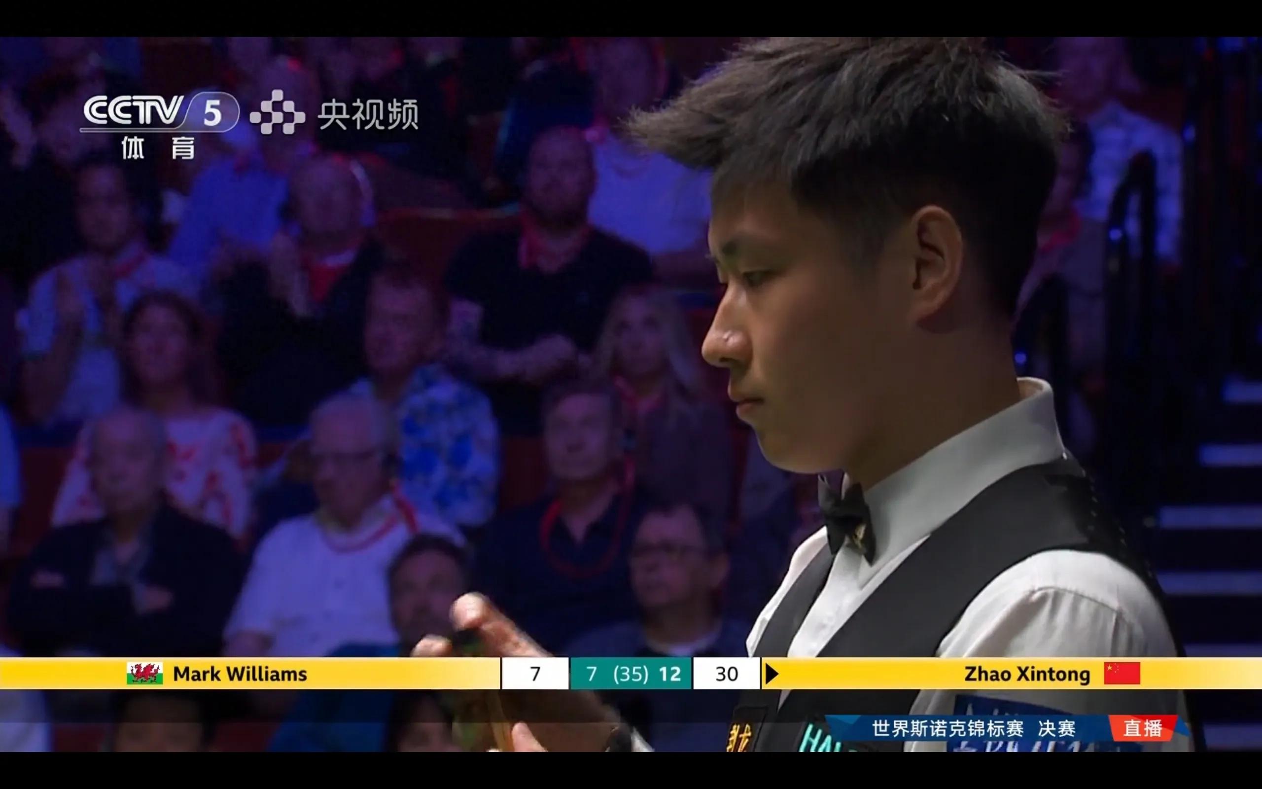 The third stage of the Snooker World Championship finals is being broadcast live Zhao Xintong VS Williams with a decisive schedule