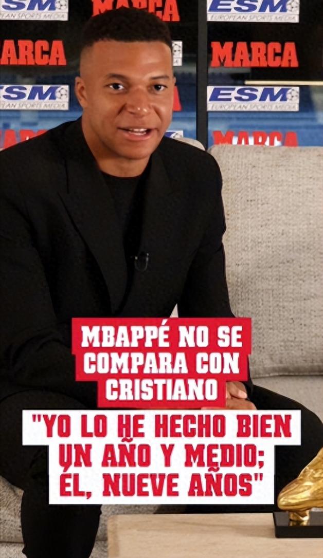 When asked if he could surpass Cristiano Ronaldo after winning the European Golden Shoe, Mbappé said: Ronaldo is the benchmark at Real Madrid, but I am forging my own path.