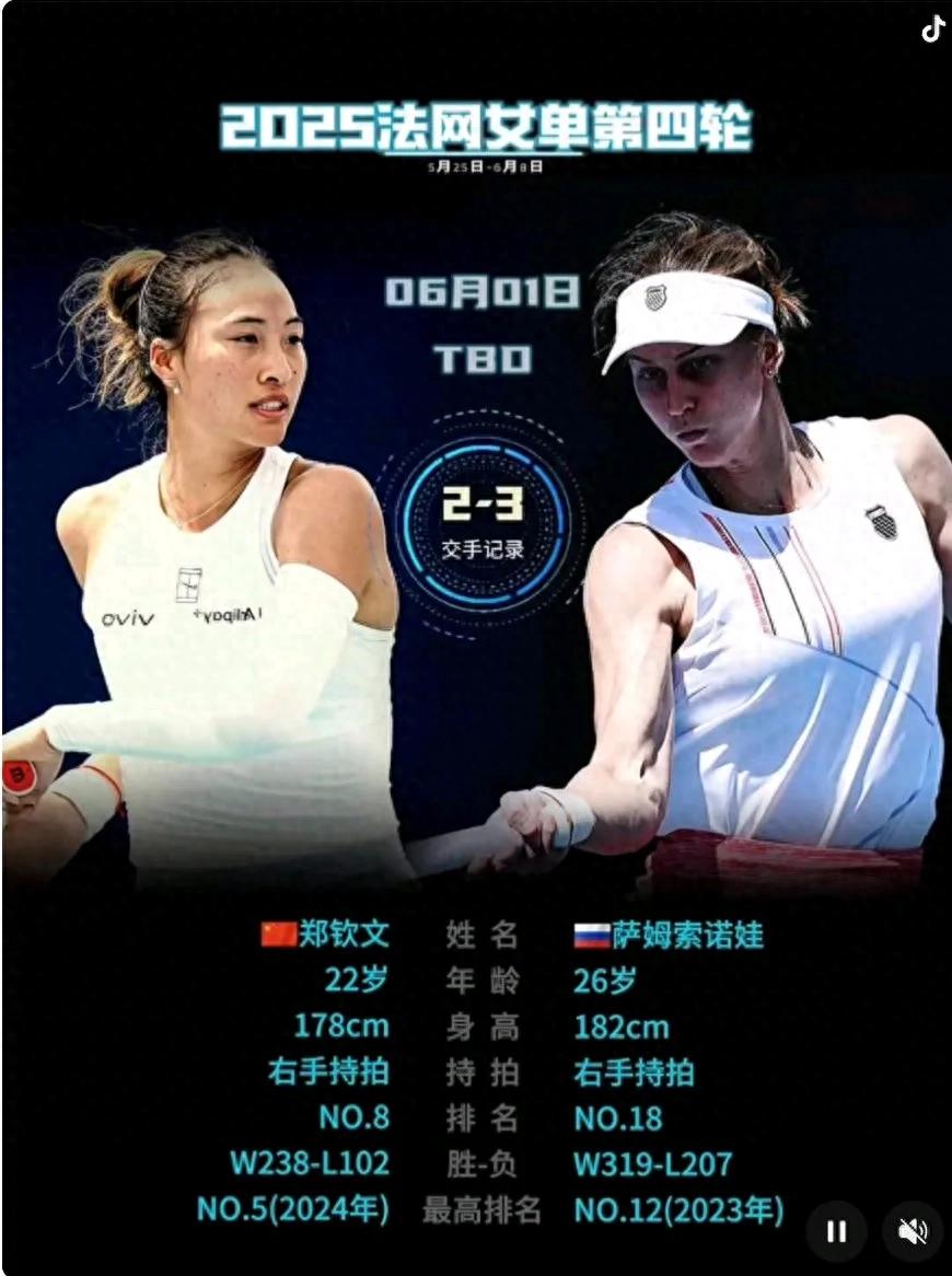 The latest news The time of the next round of matches of Zheng Qinwen at the French Open has been confirmed, and CCTV has five sets of live broadcasts