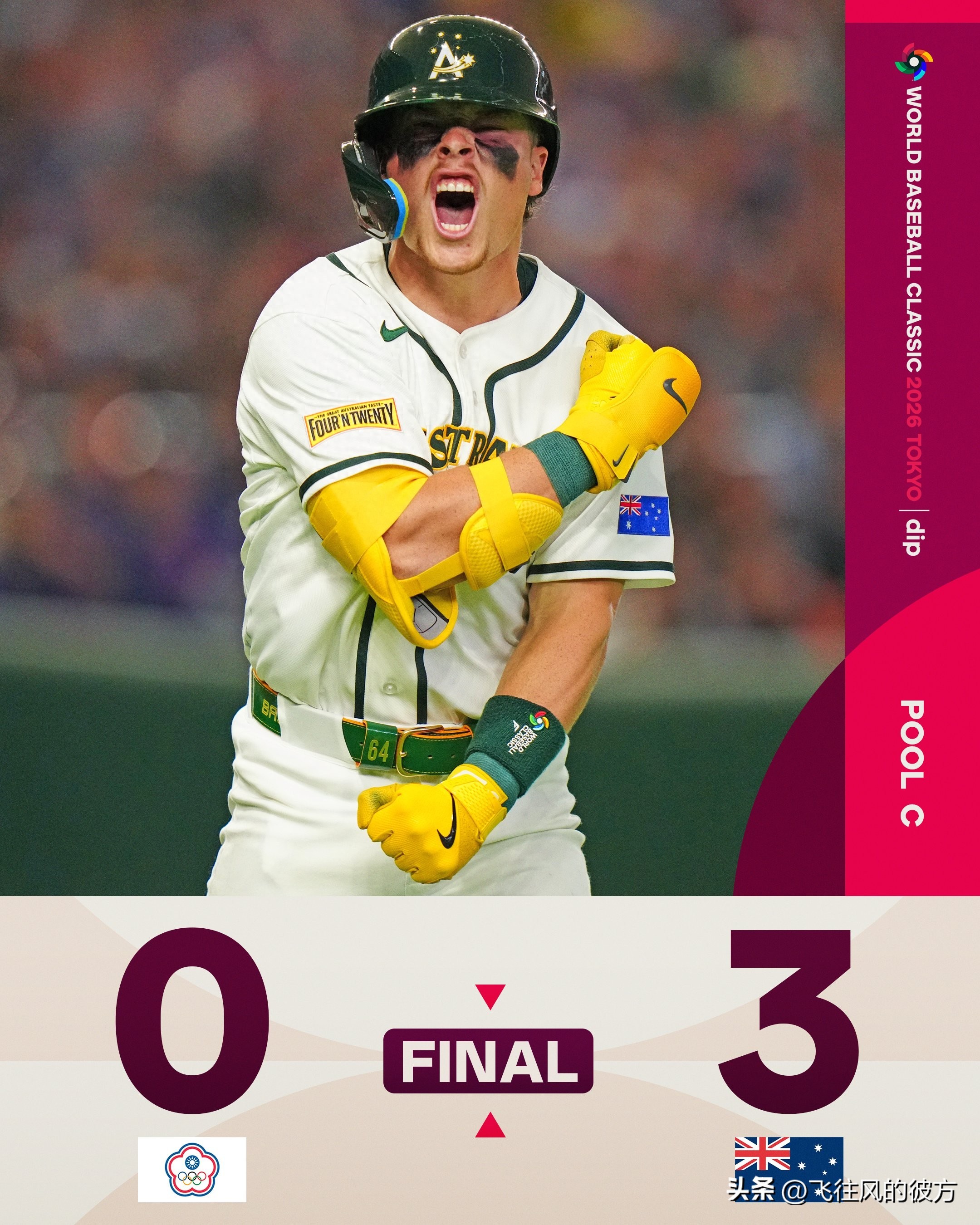 Bazzana's home run helps Australia defeat Chinese Taipei, securing an opening victory in the Classic.