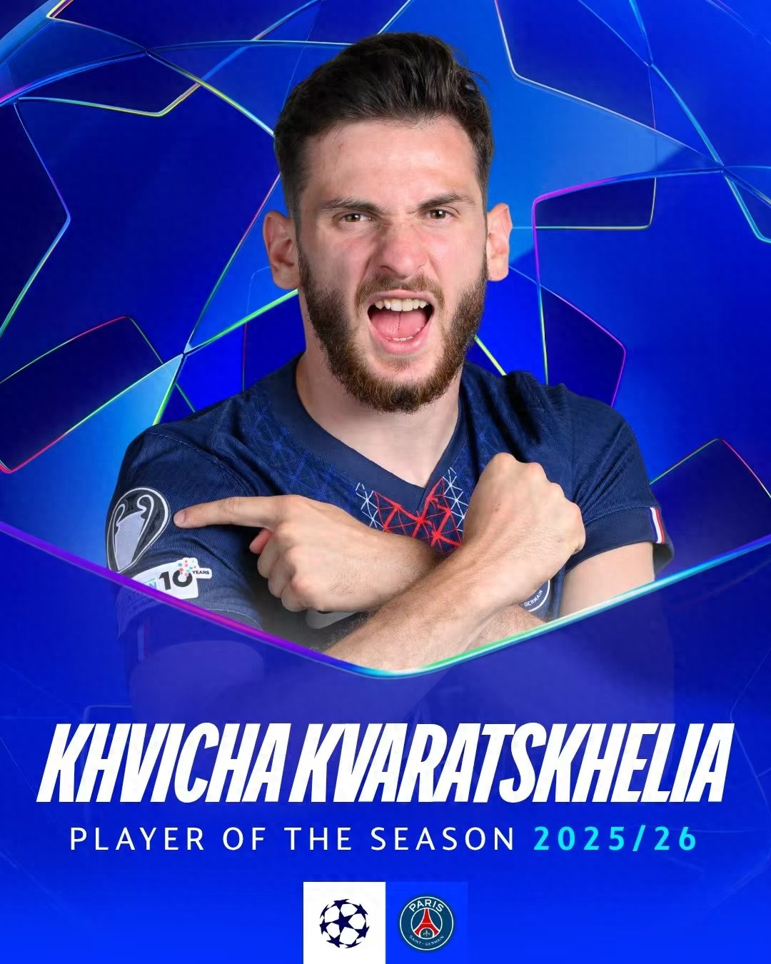 K77 won a penalty in the final &amp; scored 10 goals with 6 assists, named Champions League Player of the Season, with his market value soaring by €50 million.