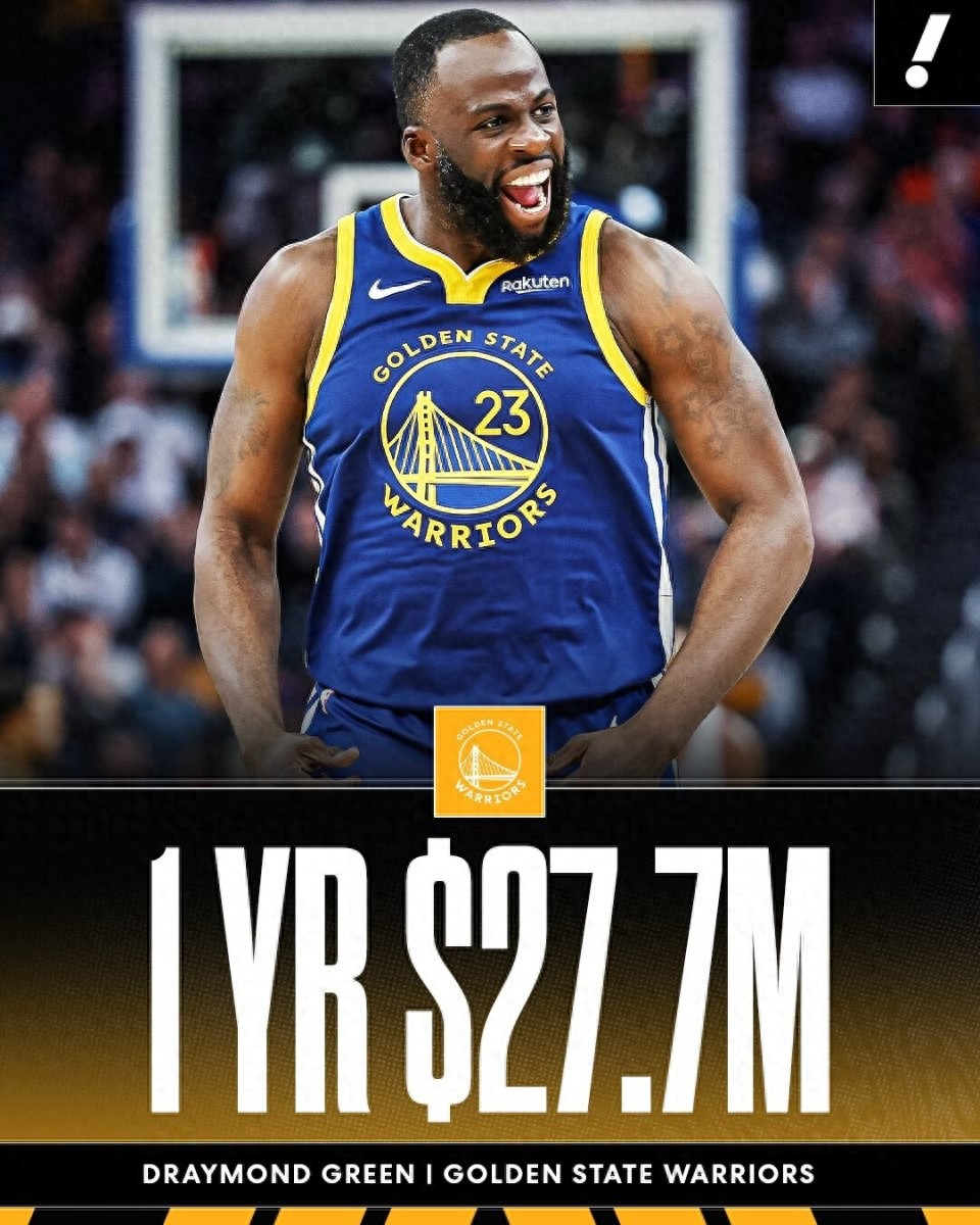 $27.7 million for 1 year! Green re-signs with Warriors to continue playing with Curry: Contract does not include a no-trade clause.