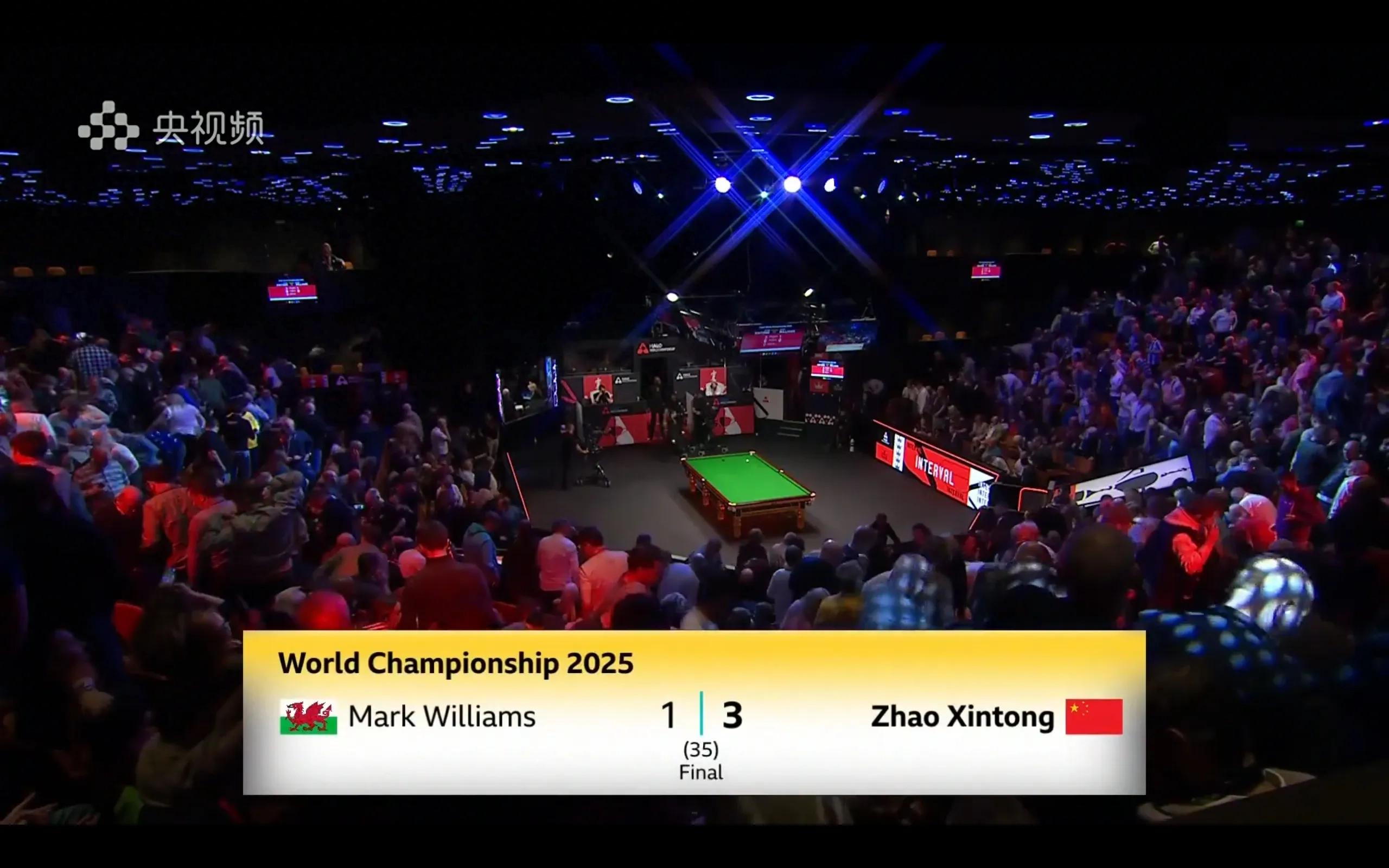 The latest report of the Snooker World Championship Zhao Xintong 3-1 Williams