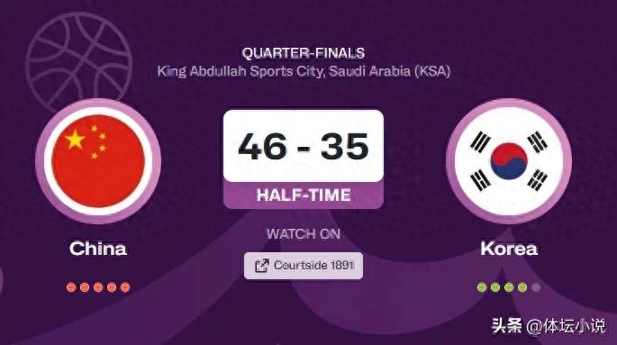 Live now! The schedule for the Men&#39;s Basketball Asian Cup: China vs. South Korea, aiming for the semifinals, halftime score 46-35