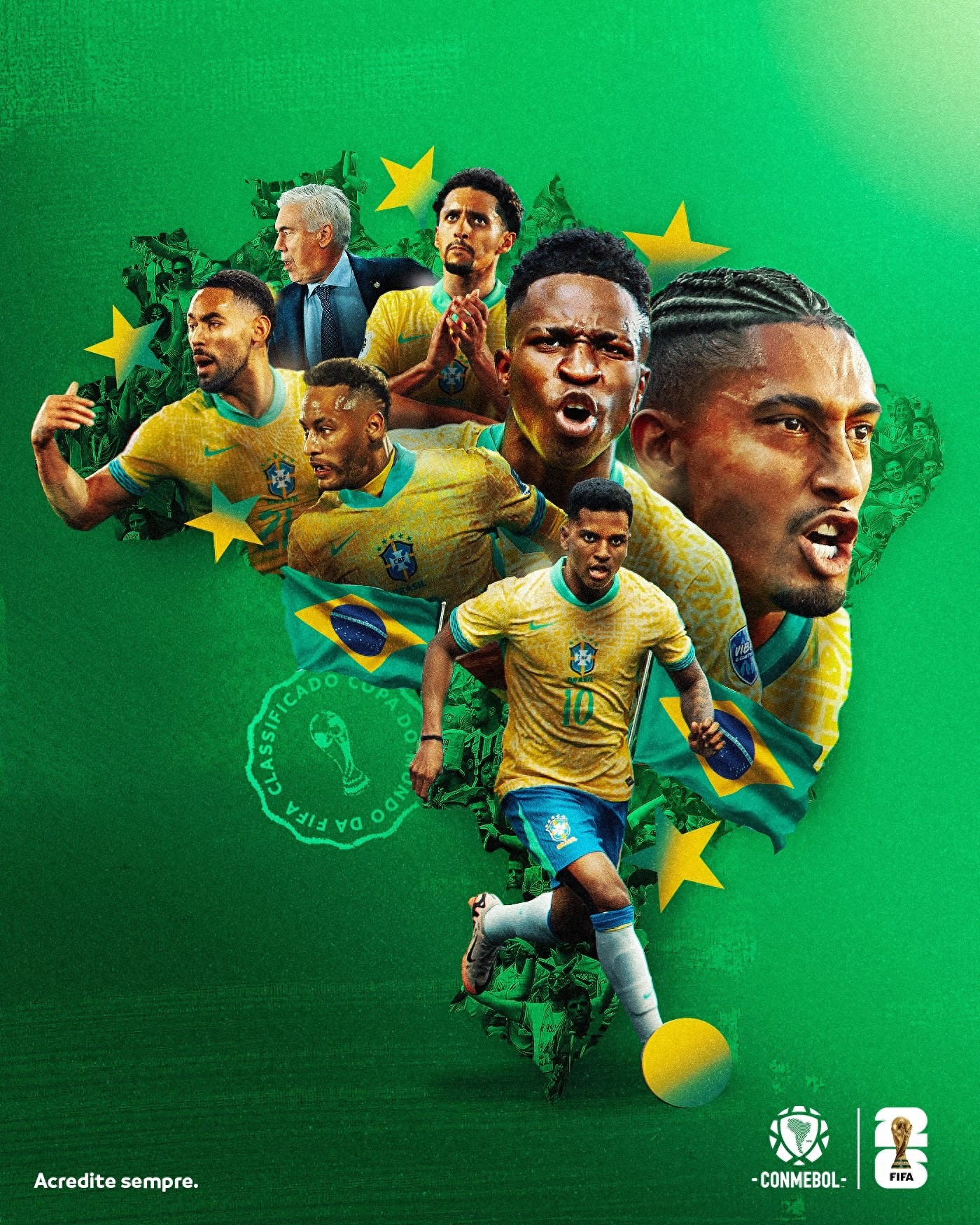 Congratulations to Carlo Ancelotti Five-star Brazil advanced to 2 rounds ahead of schedule 12 teams have been shortlisted for the 2026 World Cup