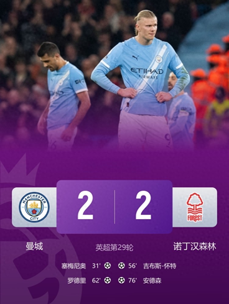 Premier League Title Race Takes Dramatic Turn Overnight: Manchester City Draws Twice and Drops Points, Arsenal Wins Narrowly to Lead by 7 Points