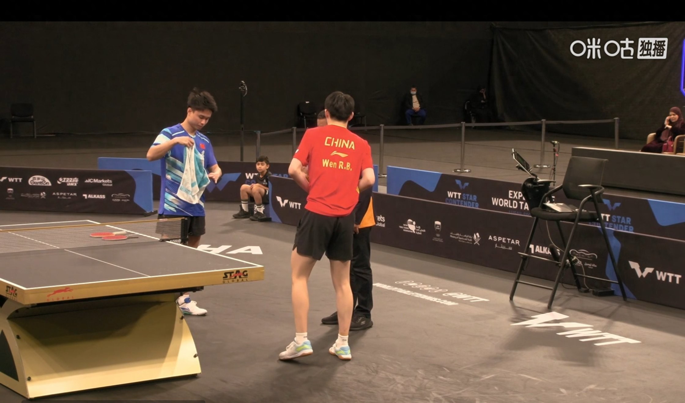 Live now: WTT Doha Star Challenge men's singles final between Zhou Qihao and Wen Ruibo, with Zhu Yuling already crowned champion.