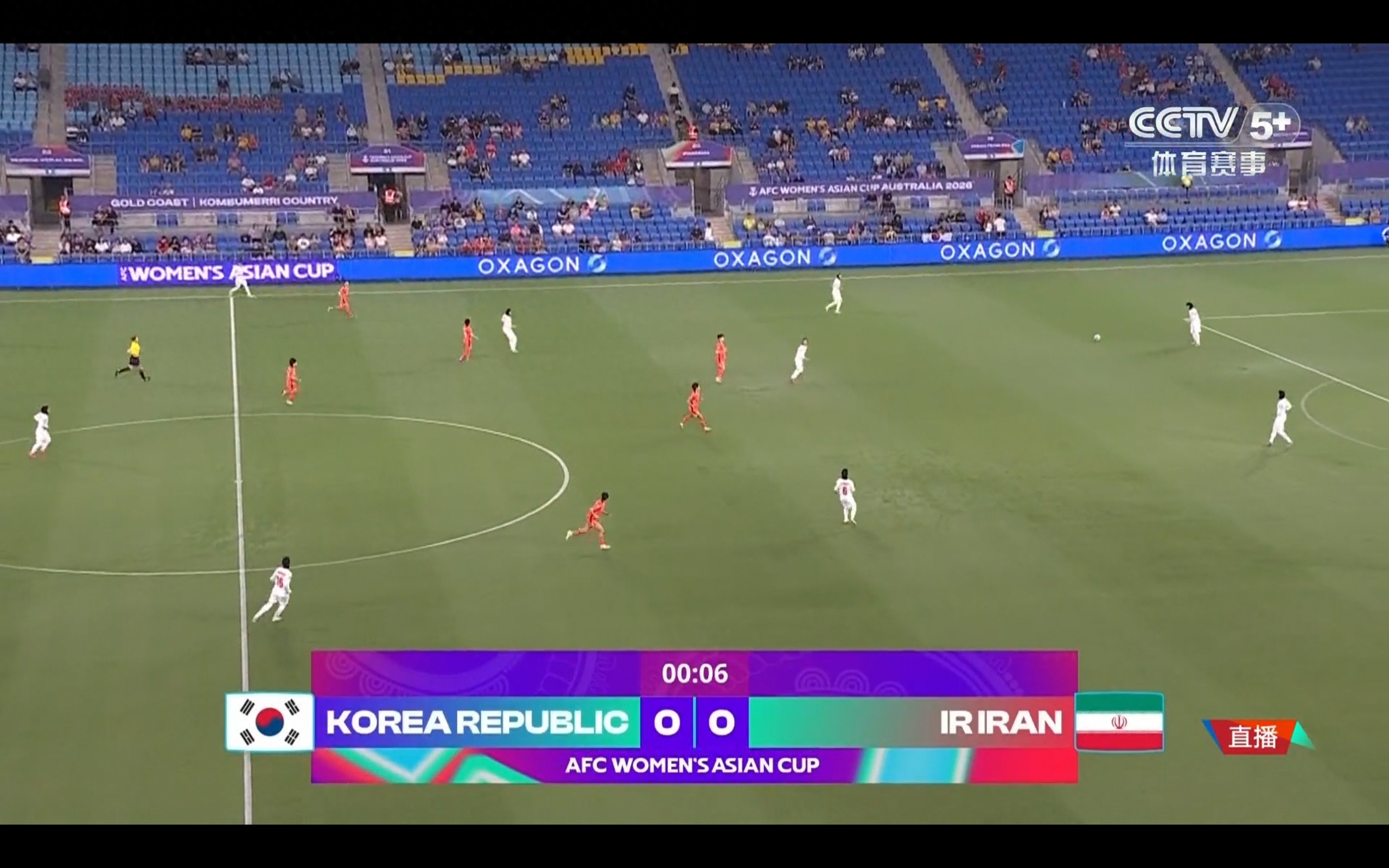 Live broadcast of the Women's Asian Cup: South Korea vs Iran. The Chinese women's team plays tomorrow.