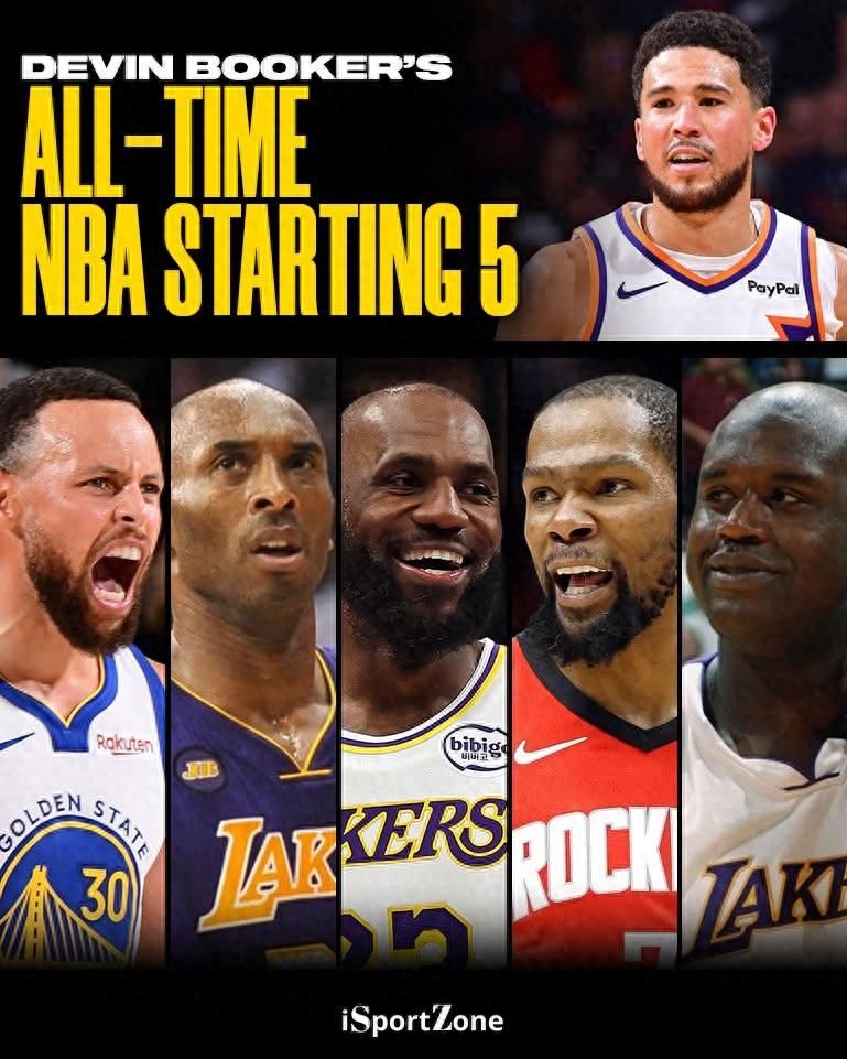 No Jordan! Booker Names His All-Time Starting Five: LeBron, KD, Curry, and the OK Combo