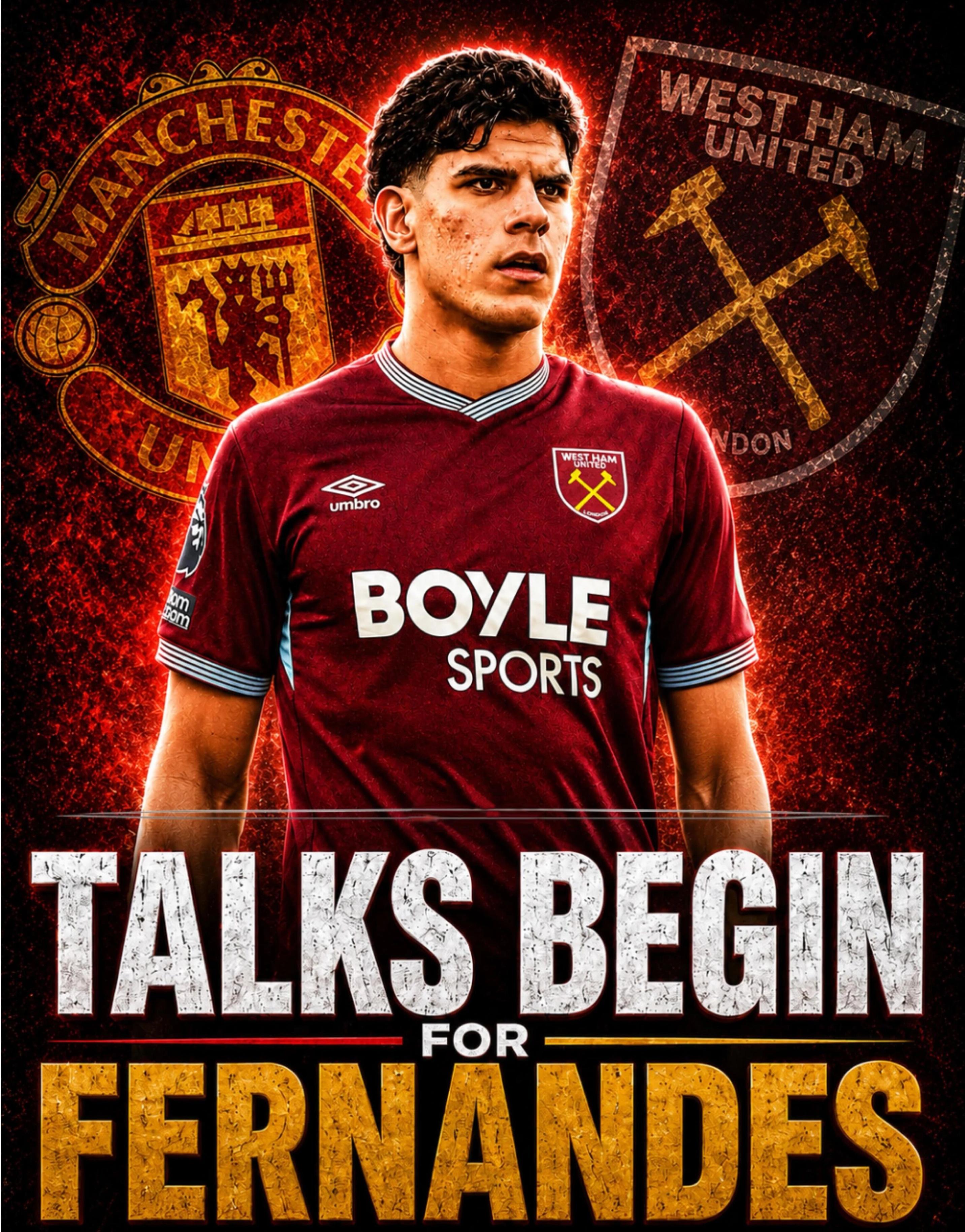 Manchester United and West Ham have initiated talks over the transfer of Matheus Fernandes, aiming to complete the signing this month. Reports suggest a five-year deal with a maximum weekly wage of £150,000.