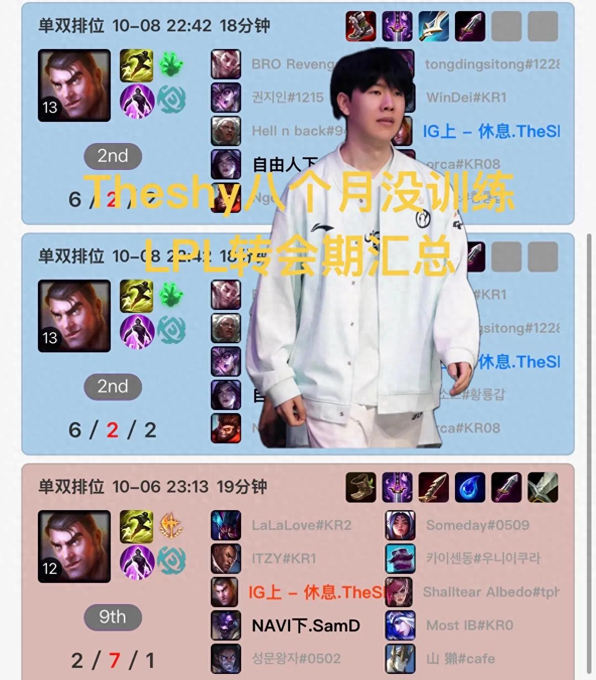 Theshy's Korean server rank has been exposed! Eight months with no training痕迹, and the LPL transfers are in chaos.