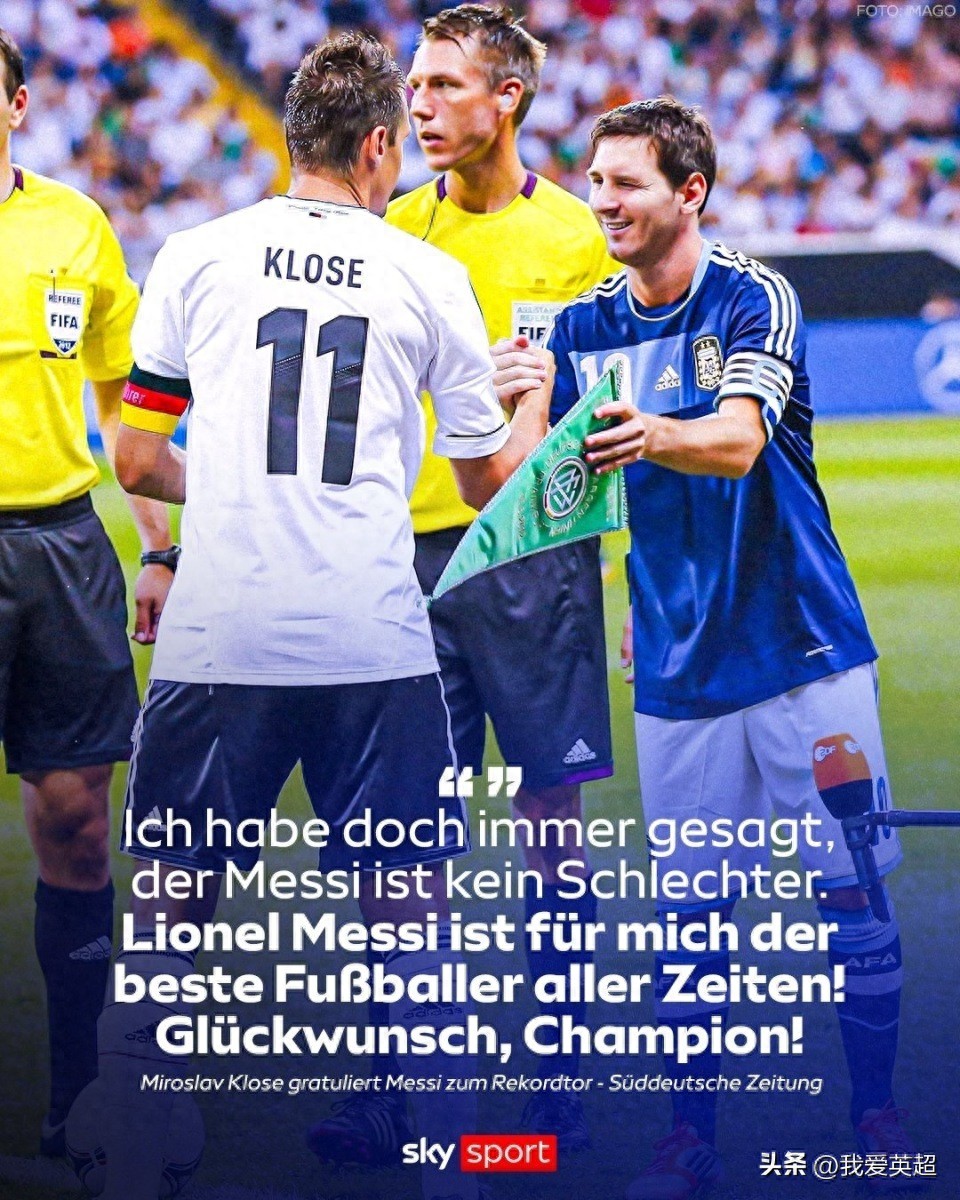 Grace! At 48, Klose congratulated Messi after the record was broken: Congratulations, champion—he is the GOAT in my heart.