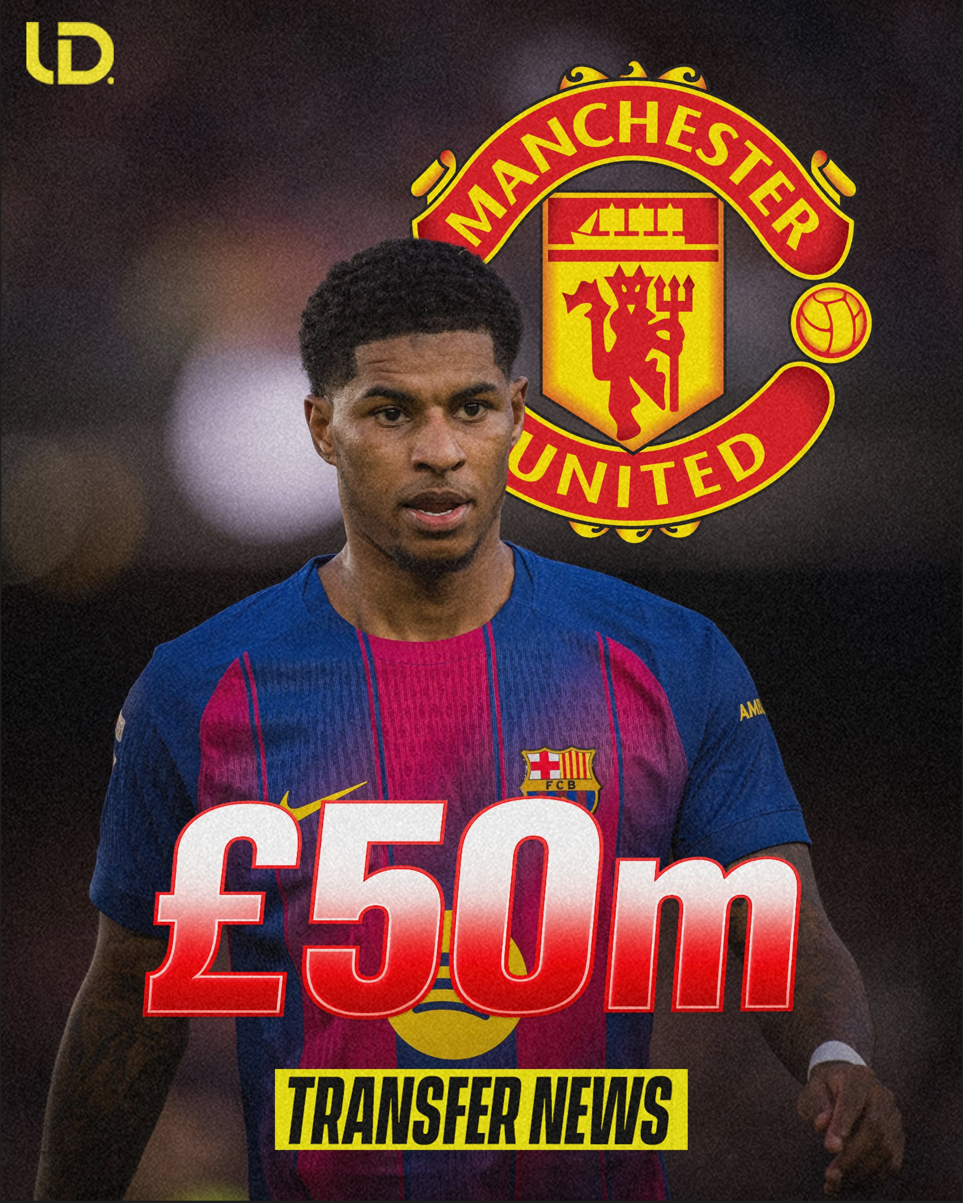 Manchester United regrets that Rashford's buyout clause is only €30 million! They hope Barcelona will abandon the pursuit, but could sell him for over €50 million.