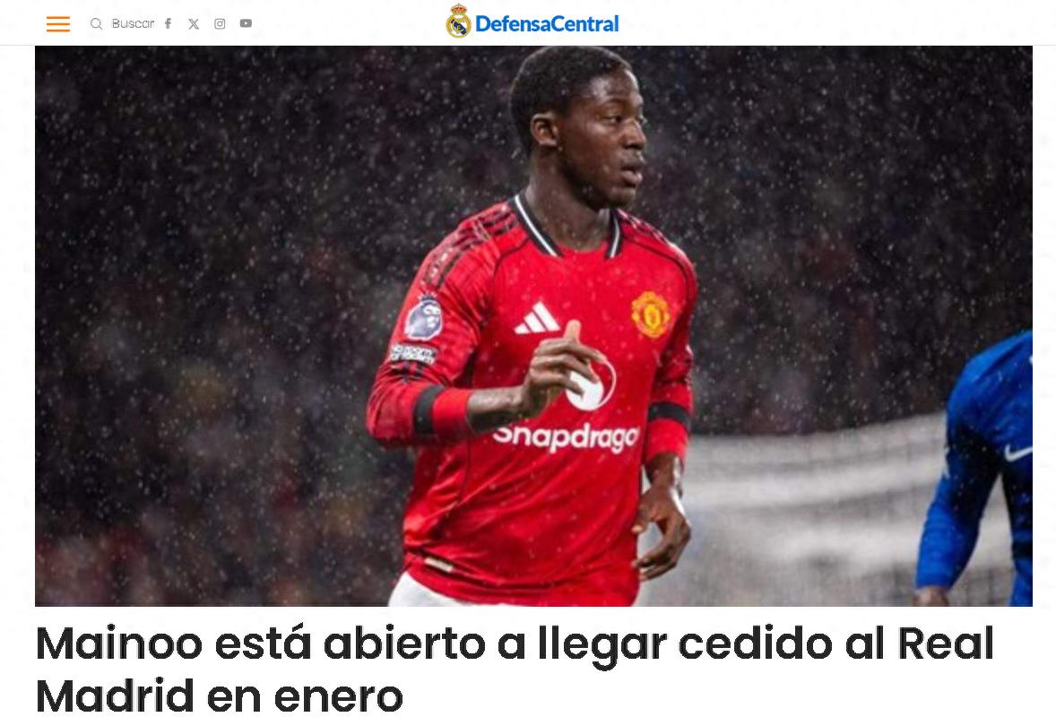 Manchester United&#39;s rising star shows interest in Real Madrid, dreaming of a loan move to the Bernabéu this winter window! Permanent transfer not considered for now