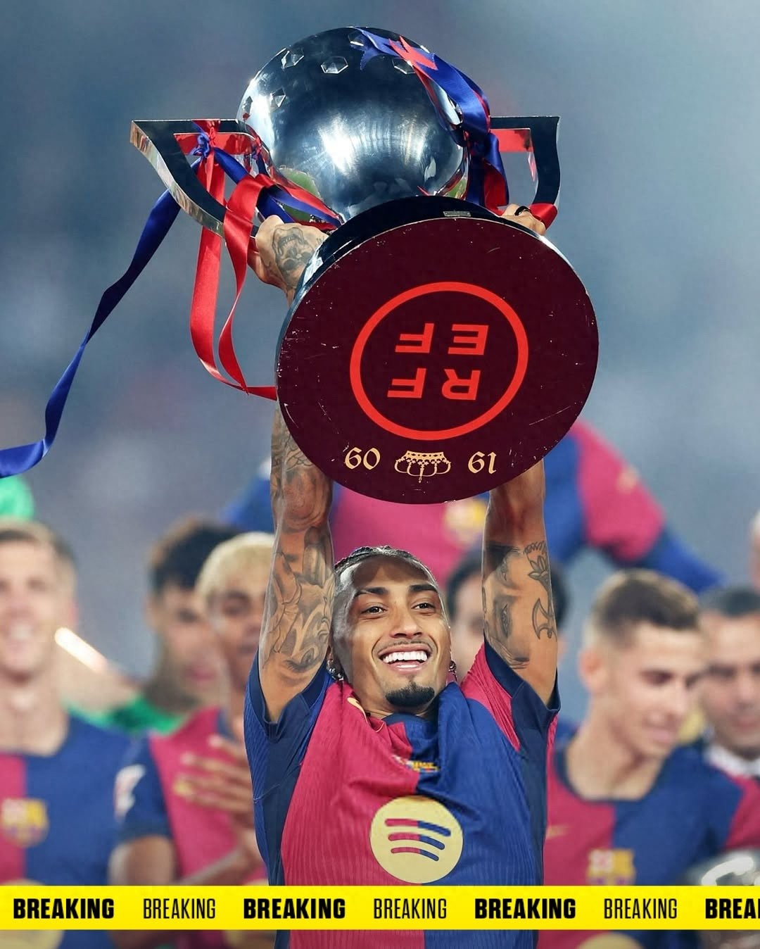 The hard-working Brazilian attacker 28-year-old Raphinha has 34 goals and 25 assists this season and will renew his contract until 2028
