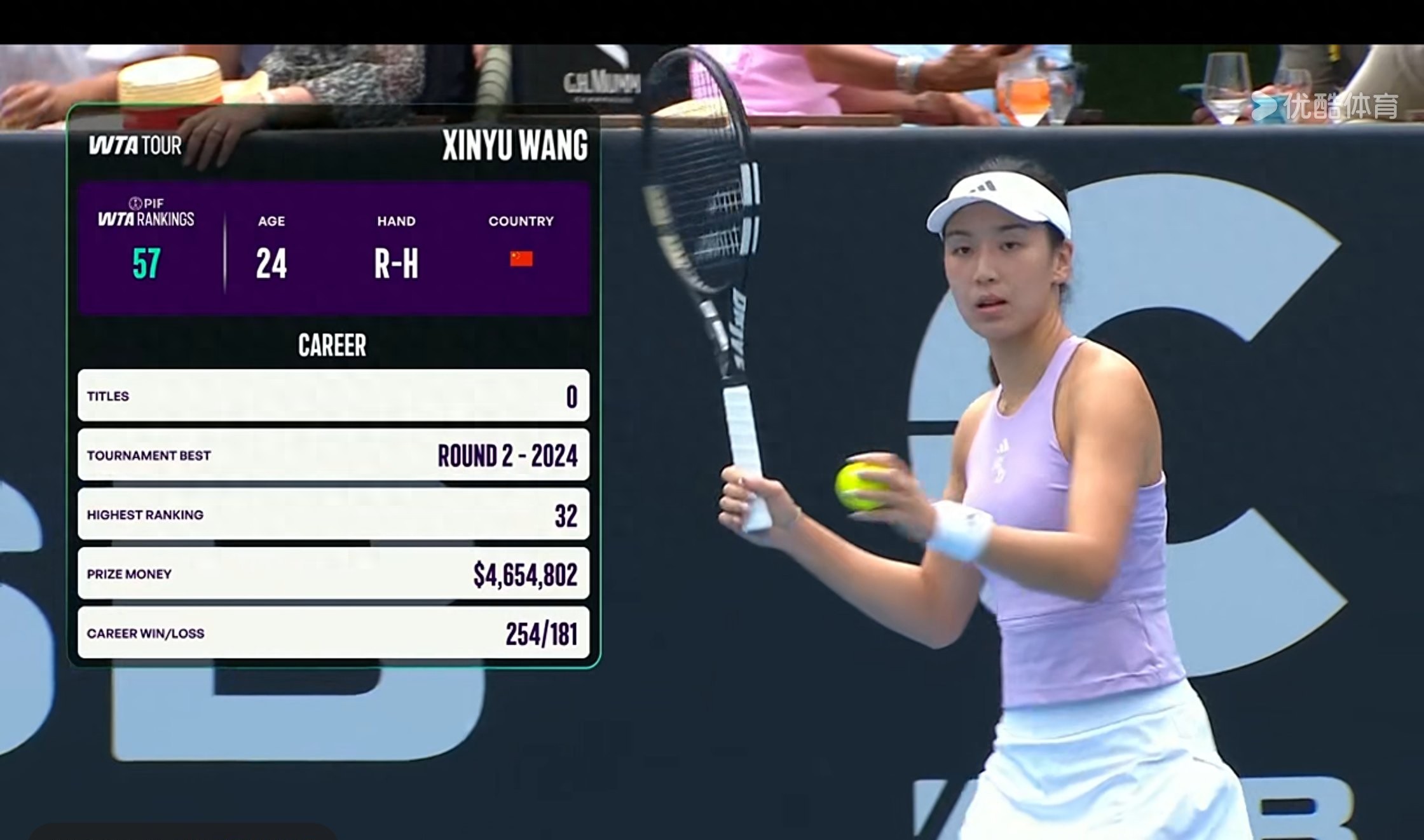 The WTA250 Auckland tennis tournament schedule for today (1.7), Wang Xinyu is competing, live on Youku.