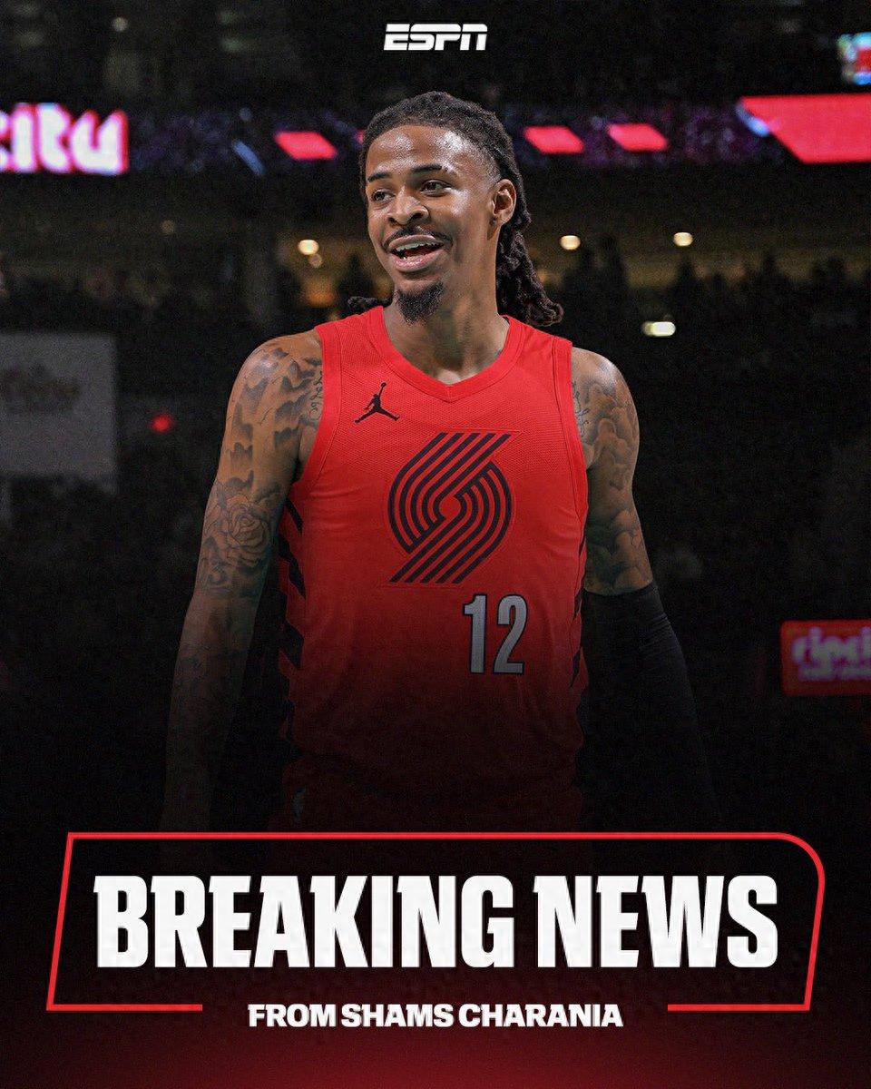 Yang Hansen's new teammate has arrived! The Trail Blazers and Grizzlies complete a 2-for-1 trade, sending Morant to Portland.