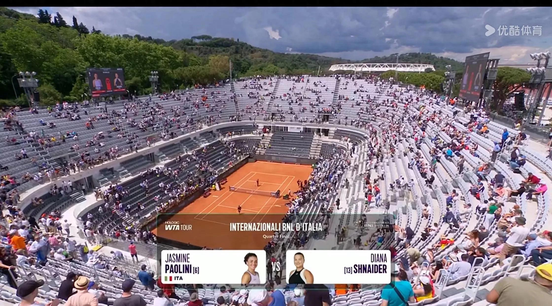 Streaming the 1/4 finals of the tennis WTA Rome station Paulini VS Schneider